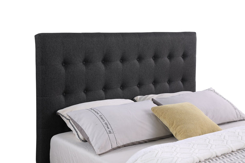 Beck Upholstered Storage Bed in Dark Grey Fabric, Button Tufted - King Size