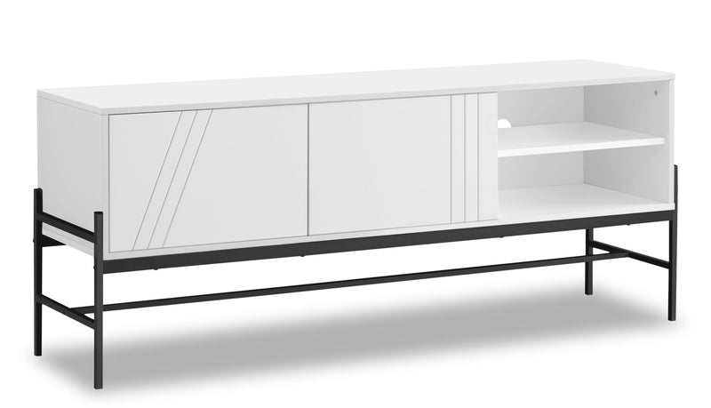 Jae 59\" Modern TV Stand with Storage and Cable Management for TVs up to 65\"- White