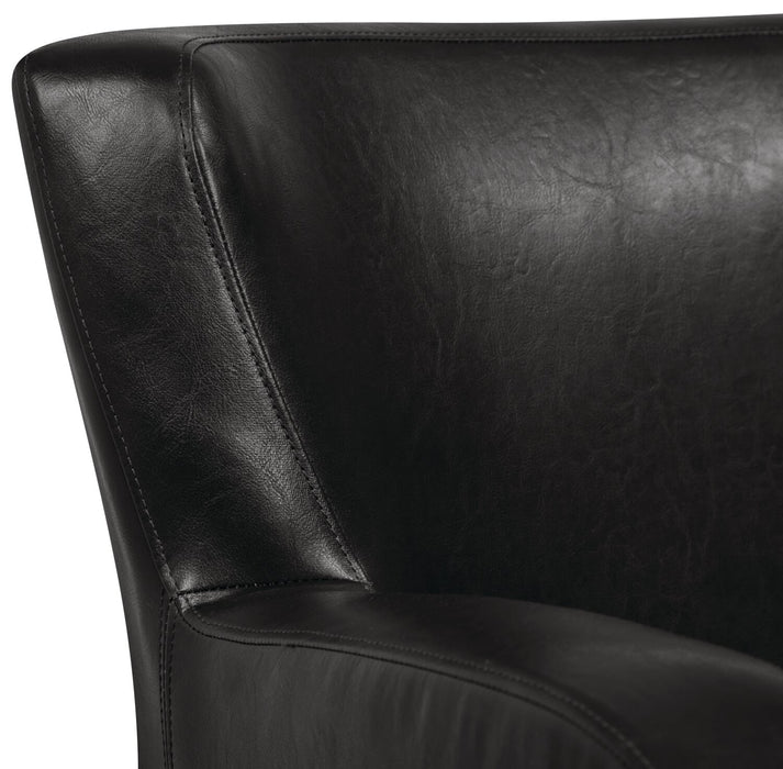 Zello 29.92\" Faux Leather Accent Chair with Wood Legs - Black