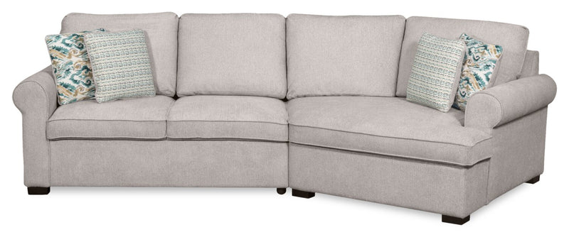 Scott Living Haven 2-Piece Right-Facing Chenille Fabric Cuddler Sectional - Grey