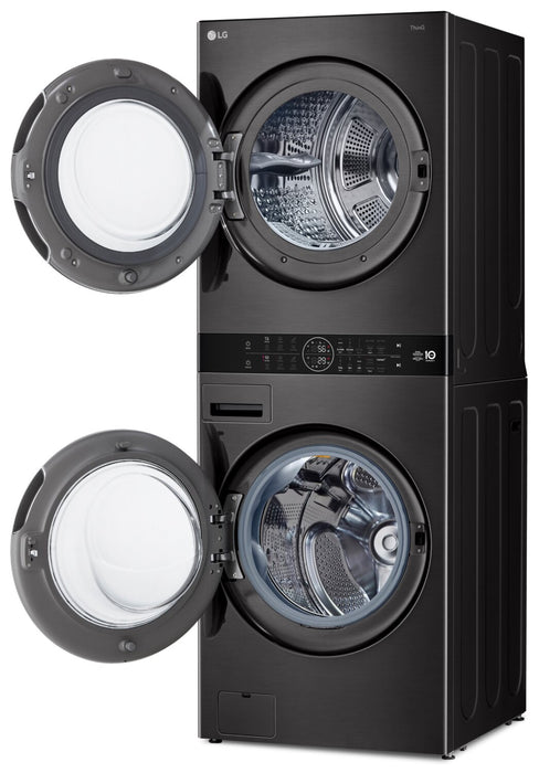 LG 5.8 Washer/7.8 Dryer Cu. Ft. Front-Load High-Efficiency Washtower™ - Black Steel - WKHC252HBA