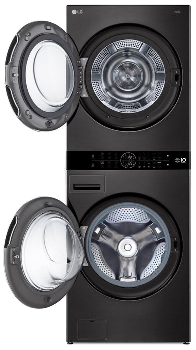 LG 5.8 Washer/7.8 Dryer Cu. Ft. Front-Load High-Efficiency Washtower™ - Black Steel - WKHC252HBA