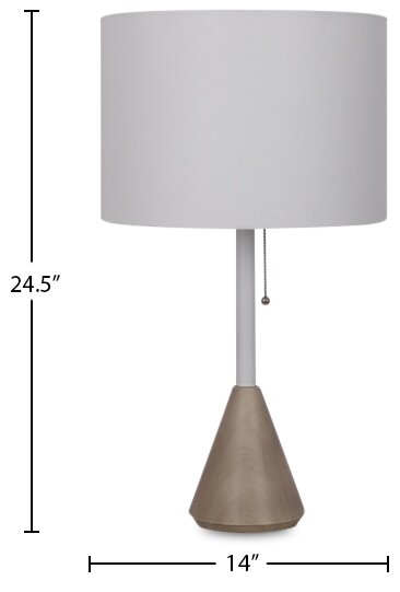 Kort & Co. Freya 24.5\" White & Wood Grain Metal Table Lamp