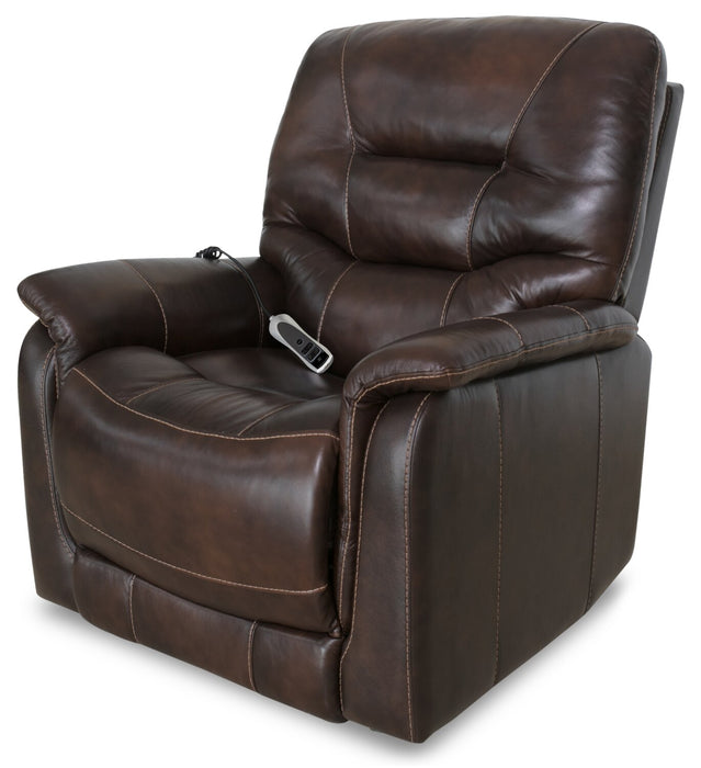 Parker 36\" Genuine Leather 3-Position Power Lift Reclining Chair - Brown