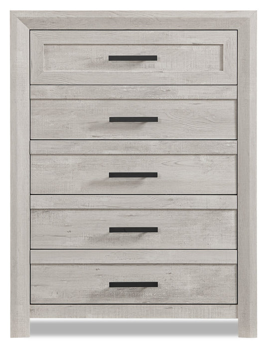 Lark Bedroom Chest of Drawers, 5-Drawer, 35\"W x 47\"H - Rustic White