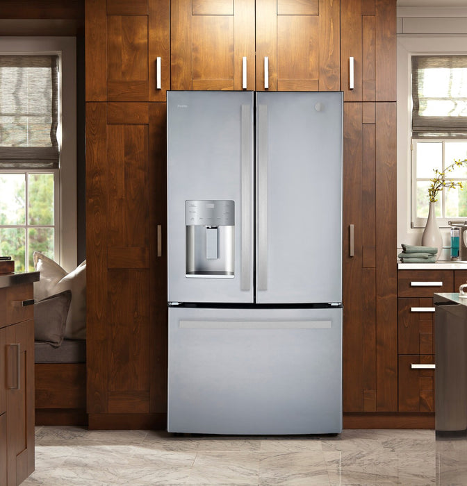 GE Profile 33\" 24.8 Cu. Ft. French-Door Refrigerator - Fingerprint Resistant Stainless Steel - PFE24HYRCFS