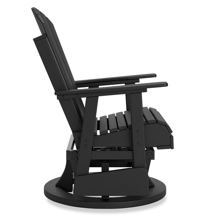 Lake Outdoor Patio Glider Swivel Chair - High Density Plastic, Weather Resistant – Black