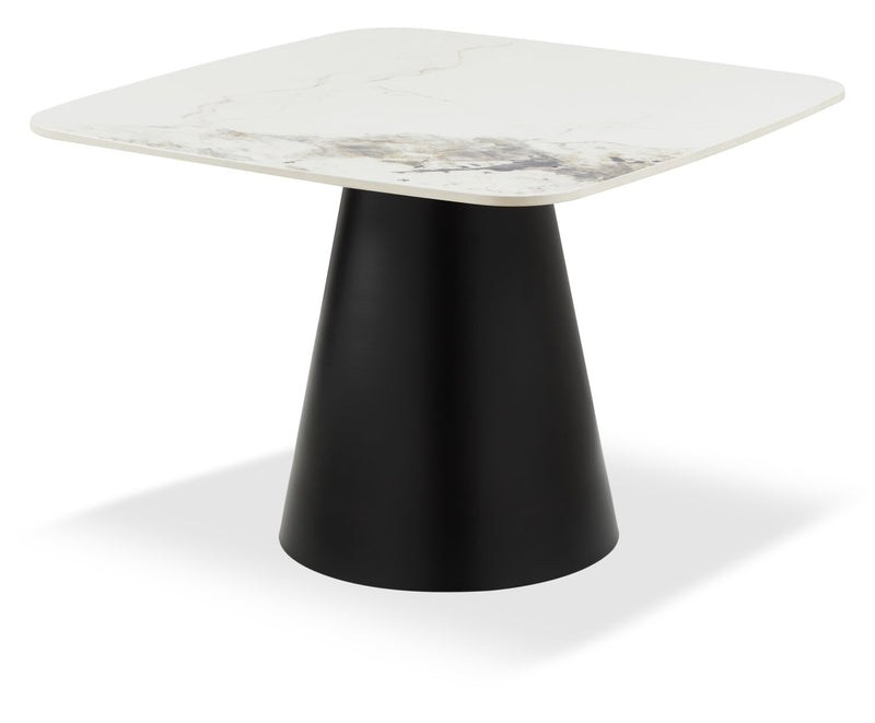 Hazel 39.5” Modern 2-Pack White Sintered Stone Top Coffee + End Table - Black and White