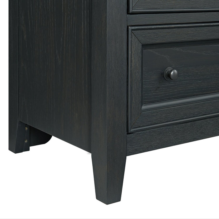 Casa Bedside 3-Drawer Nightstand with USB Port, 27\"W x 26.5\"H, Wood - Black