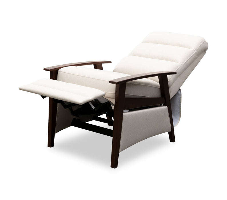 Bree 28.5\" Linen-Look Fabric Pushback Reclining Accent Chair with Wood Armrests and Legs - Beige