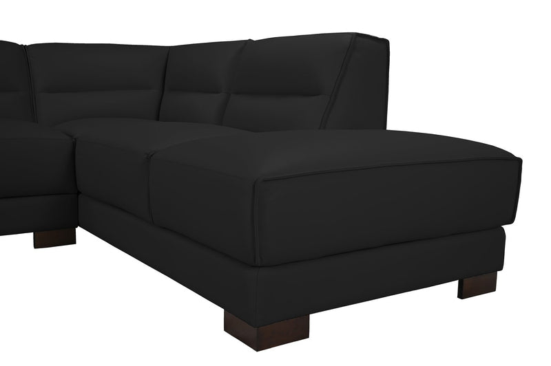 Citadel 2-Piece Right-Facing Top-Grain Genuine Leather Sectional with Wood Legs - Black