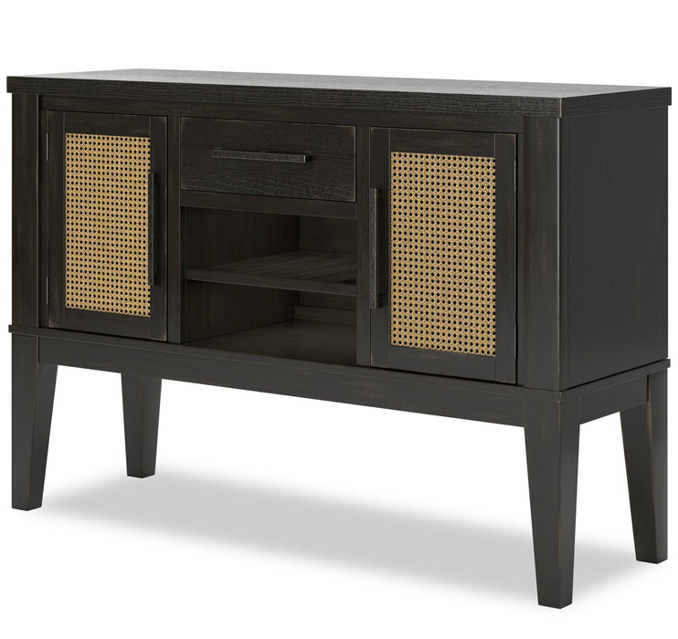 Shaw Dining Server with Storage & Built-In Wine Rack, Cane-Look Details, 56\"W - Black