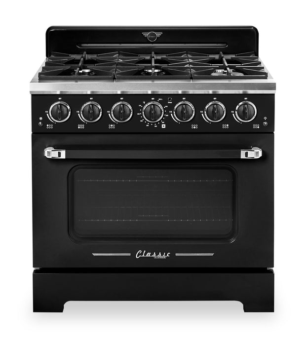 Classic Retro by Unique 36\" 5.2 Cu. Ft. 6-Burner Gas Range with Convection - Midnight Black - UGP-36CR B