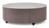 Circa 31.5\" Modern Round Coffee Table with White Sintered Stone Top, Storage and Casters - Grey-Taupe