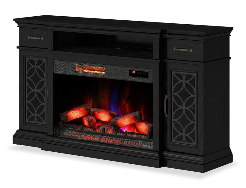 Zenith 64\" Electric Fireplace TV Stand with Storage for TVs up to 70\" - Black