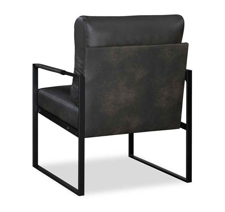 Nico 24.75\" Faux Leather Accent Chair with Metal Legs - Dark Grey