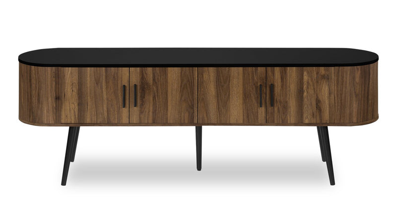 Elle 72\" Rustic TV Stand with Storage and Cable Management for TVs up to 80\"- Dark Brown and Black