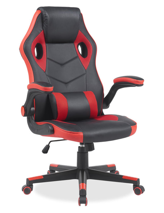Phoenix  26.7\" Ergonomic Gaming Chair with Lumbar Cushion - Black & Red