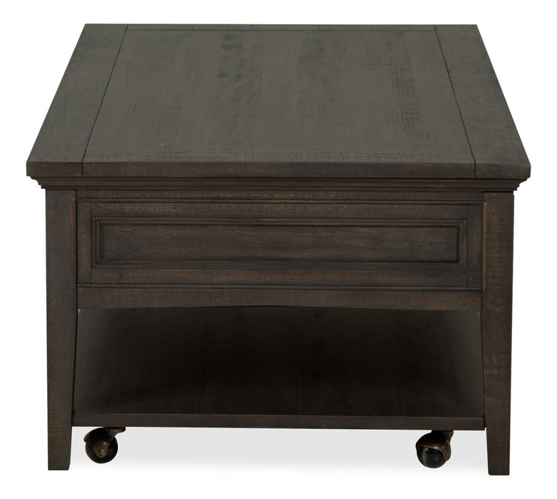 Hanson 50” Traditional Pine Coffee Table with Storage and Casters - Graphite