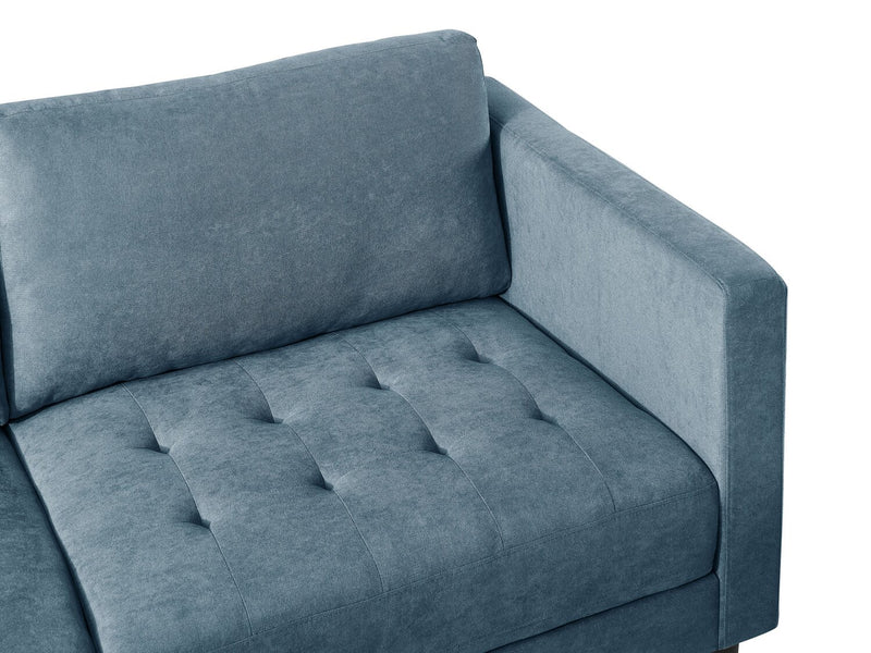 Metro 2-Piece Left-Facing Fabric Sectional with Chaise and Tufted Seat Cushions - Denim Blue