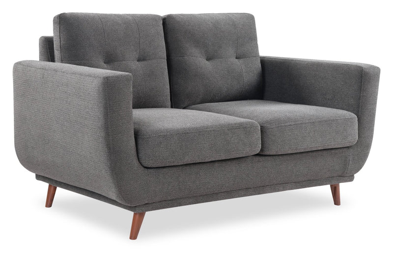 Cosmo 57\" Fabric Loveseat with Tufted Back Cushions - Charcoal