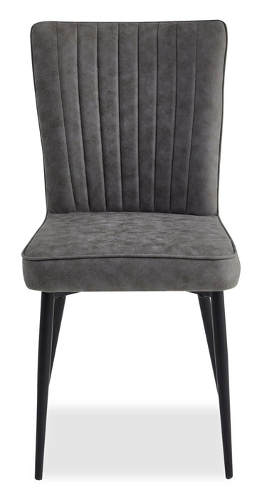 Tavo Dining Chair with Microfibre Polyester Fabric, Metal - Grey
