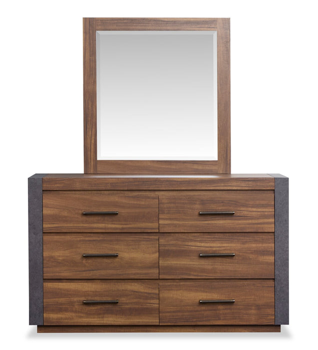 Scott Living Dante 5pc Bedroom Set with Bed, Dresser & Mirror, Brown - Queen Size