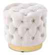 Adell 17\" Round Fabric Ottoman with Gold Base - White