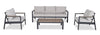 Tuscany  4-Piece Outdoor Patio Set with Sofa, 2 Chairs & Coffee Table - Metal, UV & Weather Resistant - Beige/Black