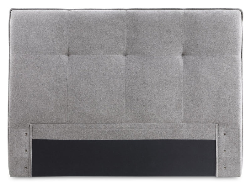 Amos Upholstered Platform Bed in Grey Fabric with Tufted Headboard - King Size