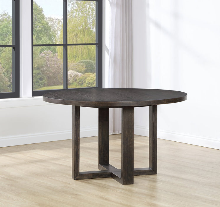 Zelda Dining Table with Pedestal Base, 52\"W Round  - Espresso Brown