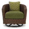 Tofino Outdoor Patio Swivel Chair - Resin Wicker, UV & Weather Resistant - Green/Brown/Black