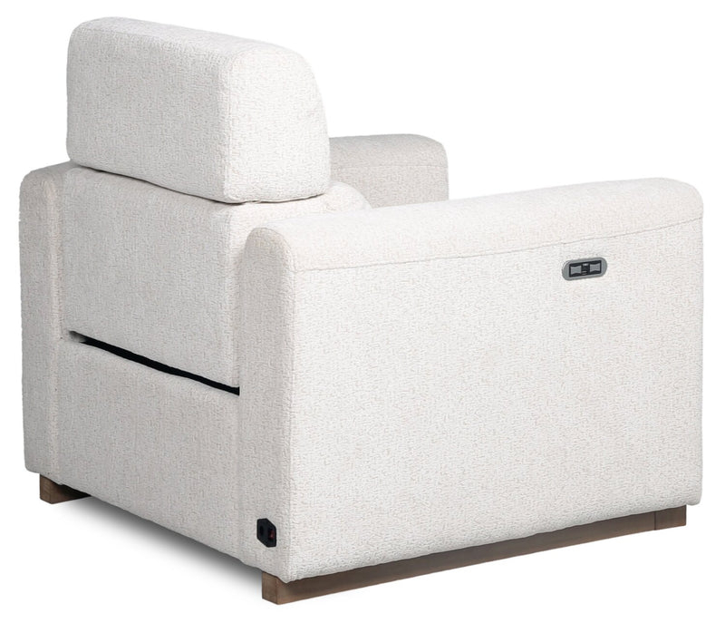Sable 38\" Chenille Fabric Power Reclining Chair with Power Headrest and USB Port - Alabaster White