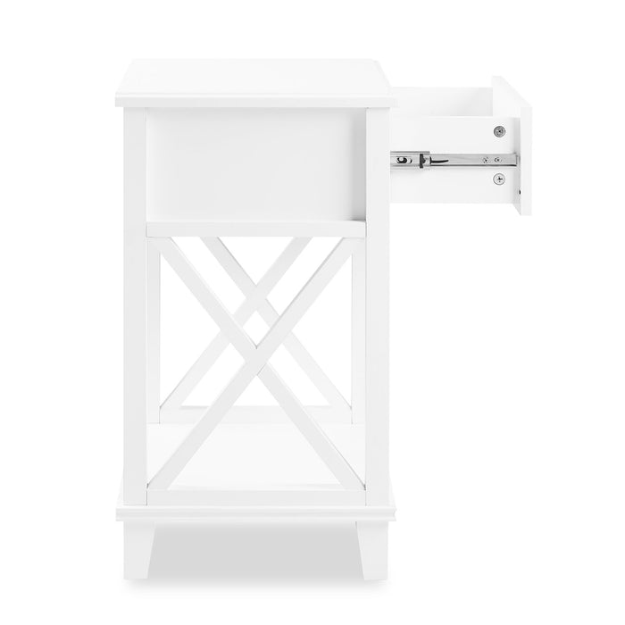 Elle Bedside 1-Drawer Nightstand, 18\"W x 25.75\"H - White
