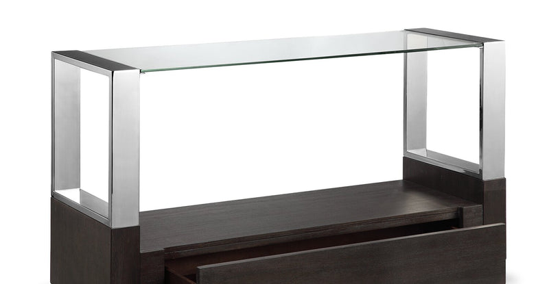 Perrin 50\" Modern Glass Top Sofa Table with Storage and Shelf - Graphite
