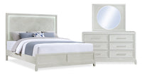 Vida 5pc Bedroom Set with Panel Bed, Dresser & Mirror, Sand - King Size 