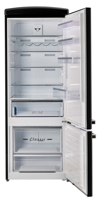 Unique Classic Retro 28\" 17 Cu Ft. Bottom Mount Refrigerator - Black - UNQ-455L B AC