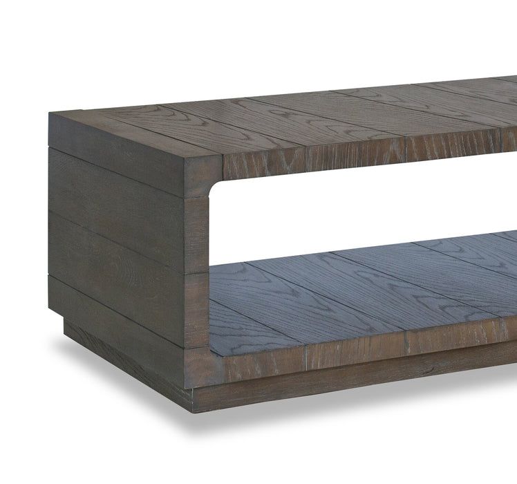 Avalon 52” Modern Solid Wood Coffee Table with Shelf and Casters - Brown