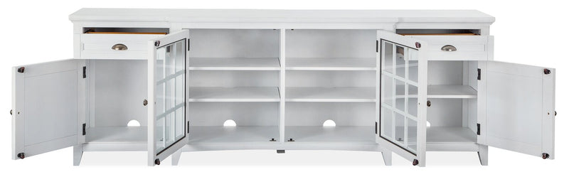 Wesley 90\" Traditional TV Stand with Storage and Cable Management for TVs up to 95\" - Chalk White