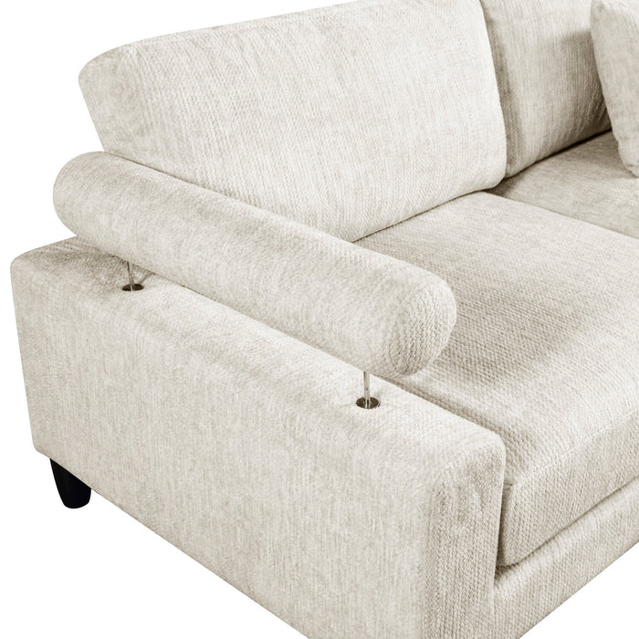 Lounge 4-Piece Chenille Modular Sectional with Ottoman – Beige 