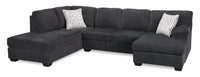 Made in Canada Morgan 2-Piece Left-Facing Chenille Fabric Wrap Sectional with Accent Pillows - Grey 