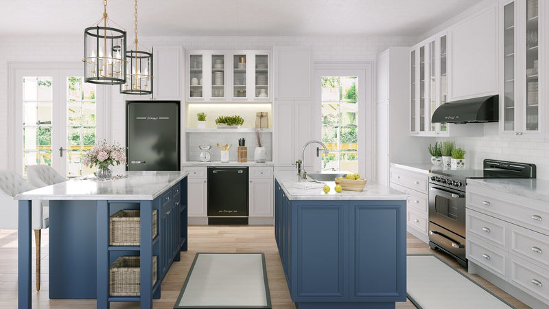 Classic Retro by Unique 24\" 45 dBA Top-Control Dishwasher - Midnight Black - UGP-24CR DW B