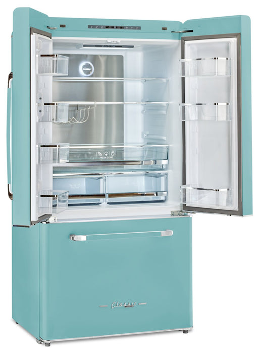 Classic Retro by Unique 36\" 21.4 Cu. Ft. Counter-Depth Refrigerator - Ocean Mist Turquoise - UGP-595L T AC