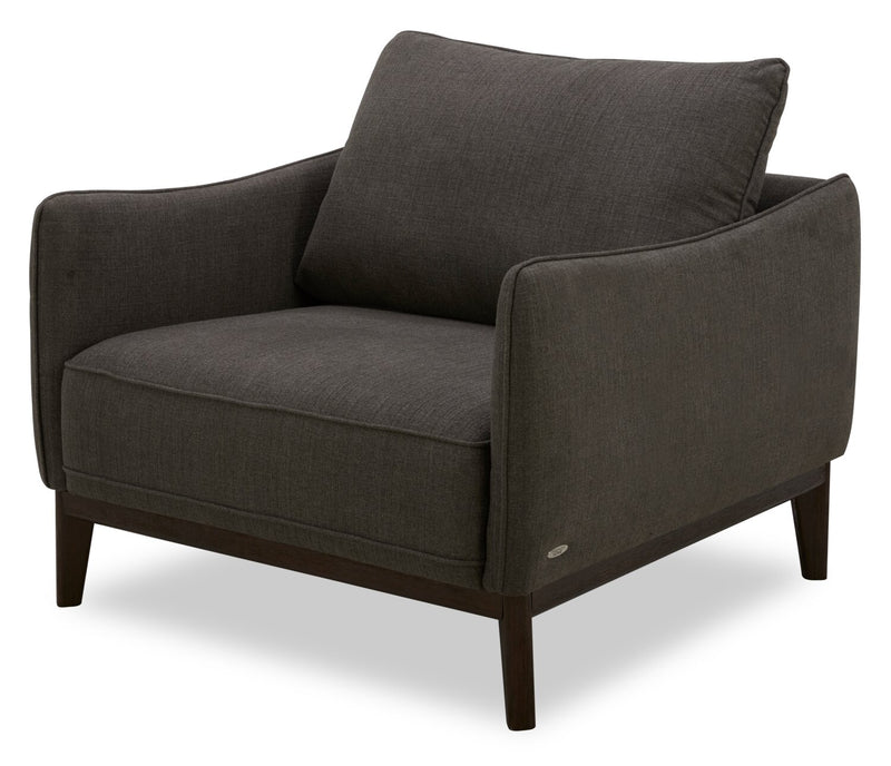 Cindy Crawford Home Gena 38.5\" Linen-Look Fabric Chair with Removable Back Cushion - Charcoal Grey