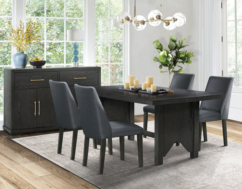 Emery 5pc Dining Set with Table & 4 Chairs, Wood, 72-96\"W Extension - Black & Brown