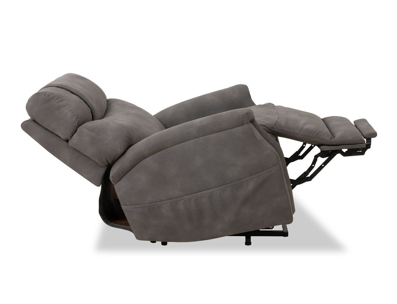 Claire 34\" Leather-Look Fabric Power Lift Reclining Chair - Charcoal Grey