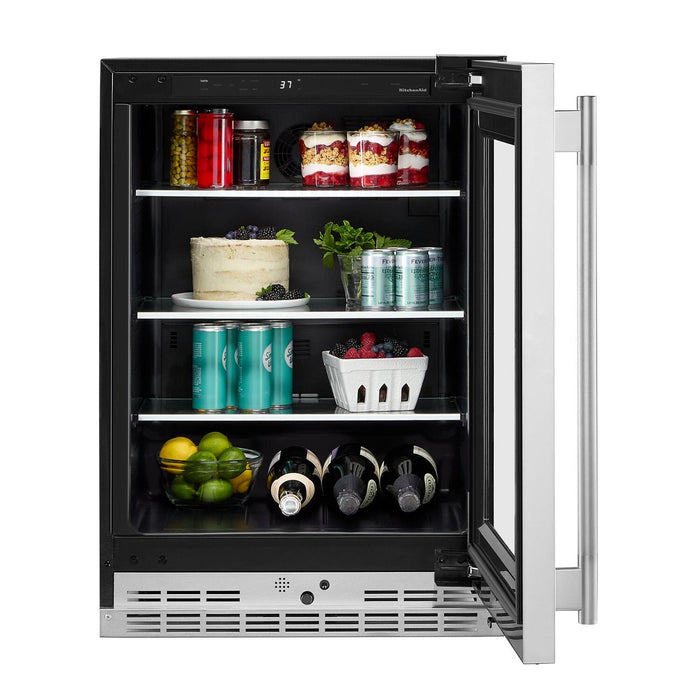 KitchenAid 24\" Undercounter Refrigerator with Metallic Accents – PrintShield Stainless Steel - KURR524SPS