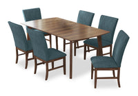 Rain 7pc Dining Set with Table & 6 Blue Chairs, 72
