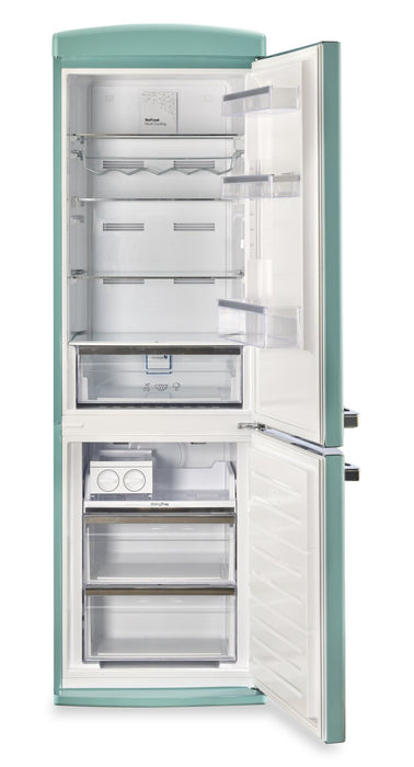 Classic Retro by Unique 24\" 12 Cu. Ft. Bottom-Freezer Refrigerator - Ocean Mist Turquoise - UGP-340L T AC