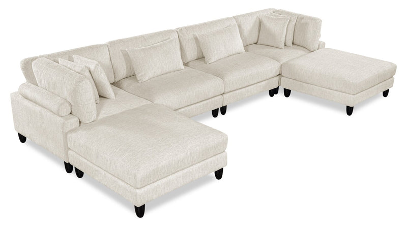 Lounge 6-Piece Chenille Modular Sectional – Beige 